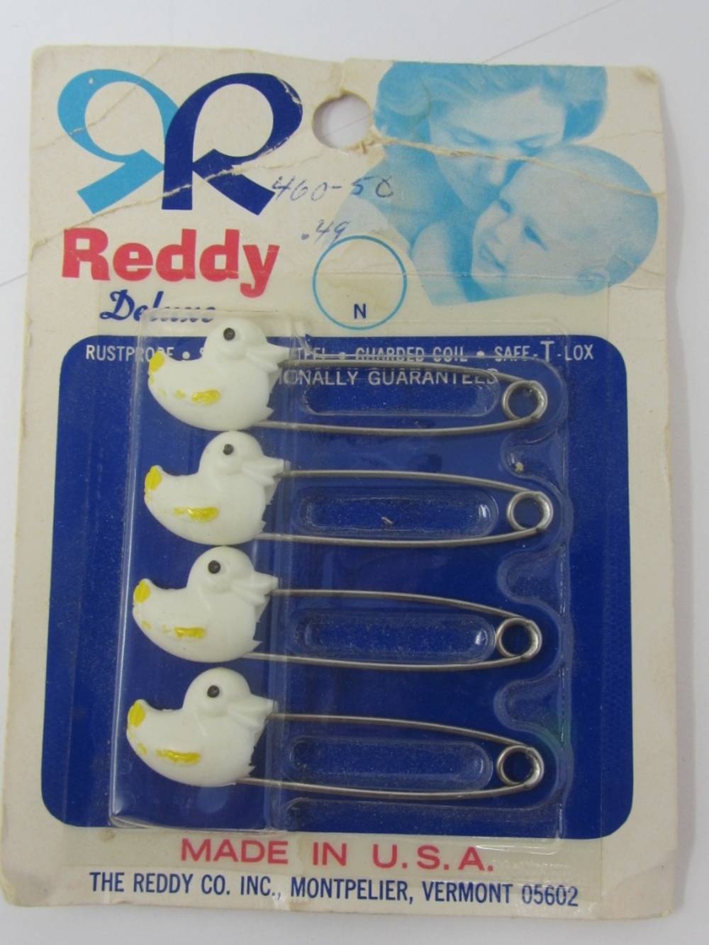 1960s Reddy Deluxe Diaper Pins Duck Ducks Package Of Four Vintage cloth diaper